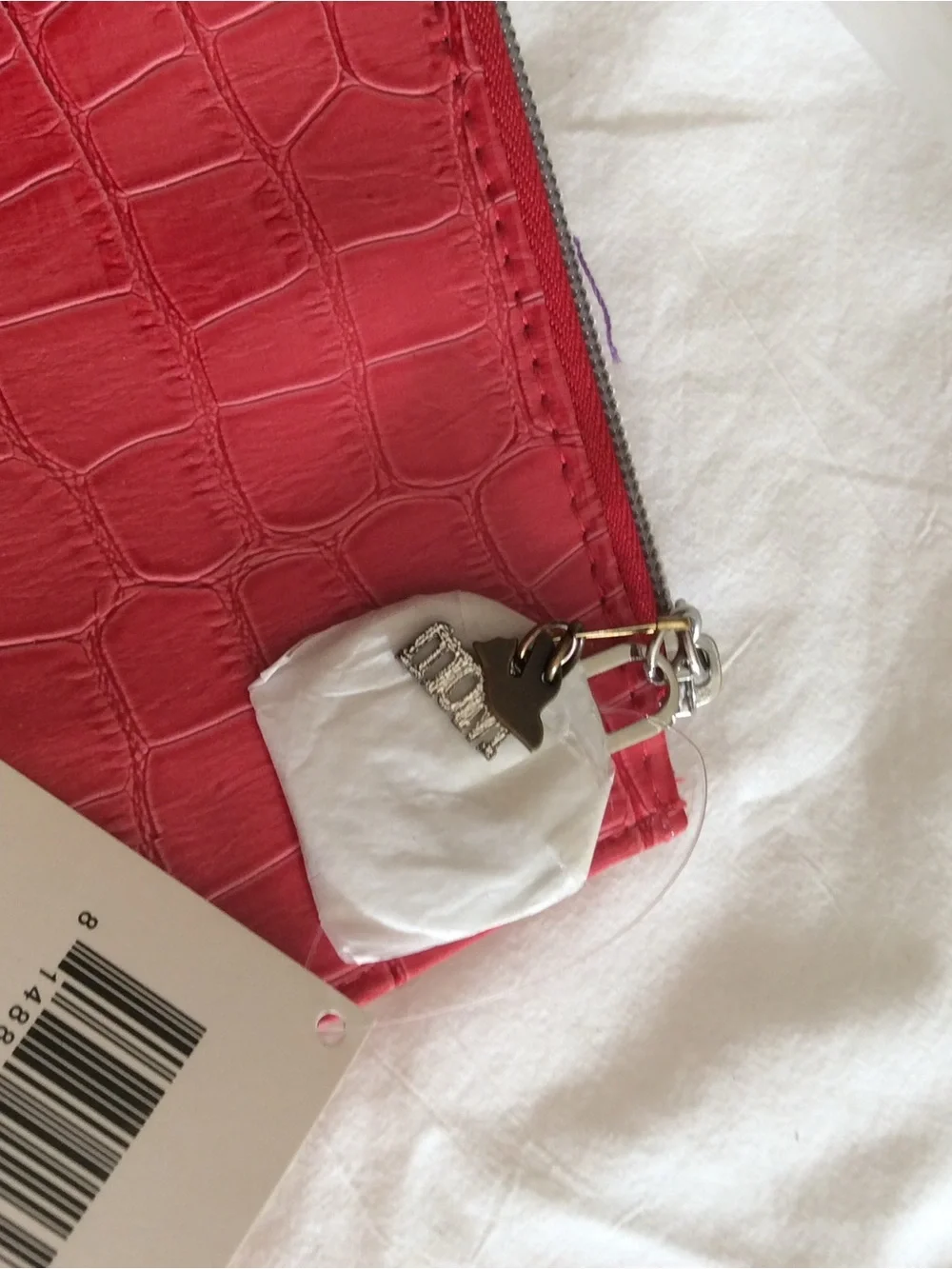 Women's Croc-Embossed Pink Zip Pouch- Nordstrom - NWT